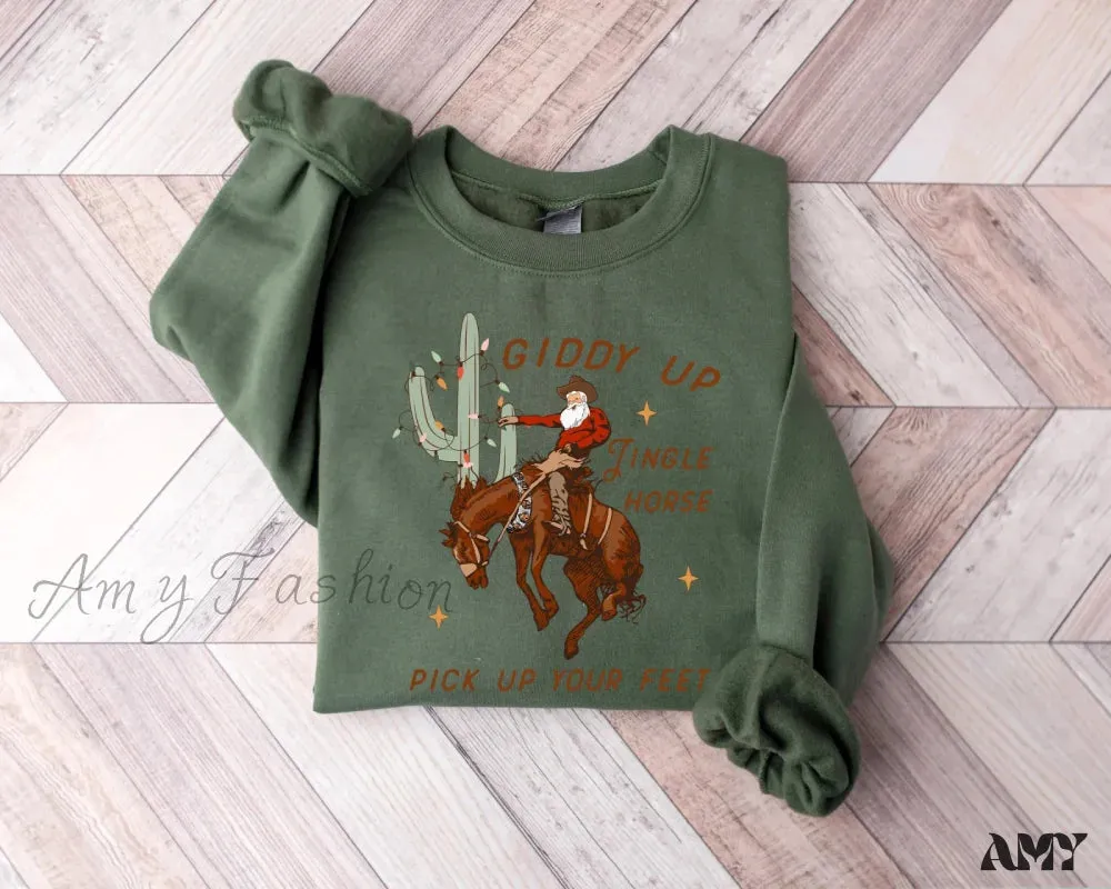 Giddy Up Jingle Horse Christmas Hoodie