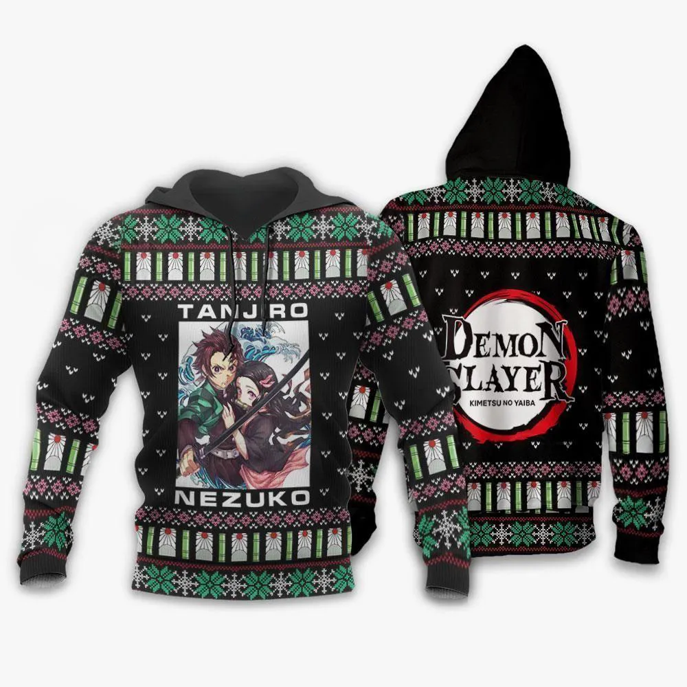Giftngon - Tanjiro And Nezuko Ugly Sweater Christmas Demon Slayer Anime Gift