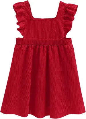 Girls Dresses Cute Ruffle Sleeveless Corduroy Mini Dress Fashion Cotton Square Neck A Line Mini Dresses 2-10 Years