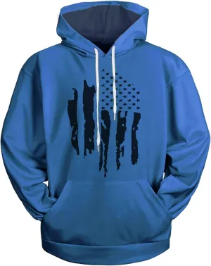H HYFOL Graphic Hoodies for Men USA Flag American Patriotic Long Sleeve Pocket Pullover Sweatshirts