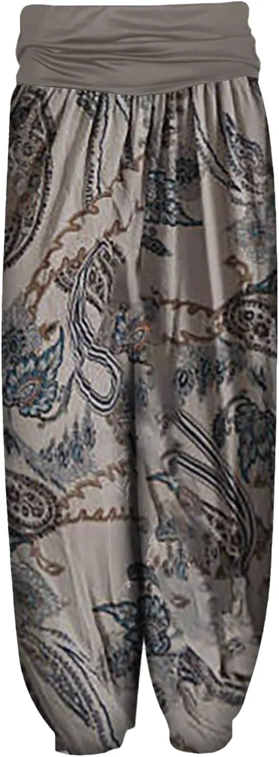 Harem Pants Women Hippie High Waist Boho Petite Length Pants 2024 Plus Size Causal Yoga Flowy Lounge Pajama Joggers