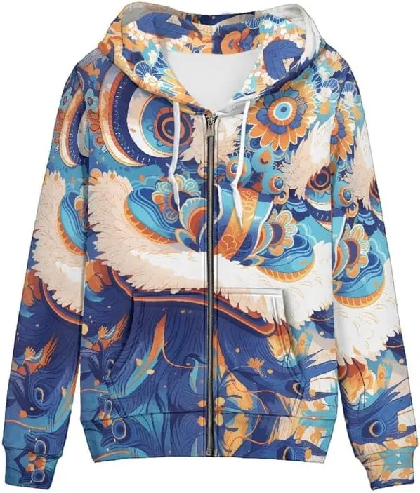 Irisjudy Butterfly Zip up Hoodies for Women, Skulls, Animal Texture Girls Sport Shell Jacket Hiking Outdoor Full Zip Tops