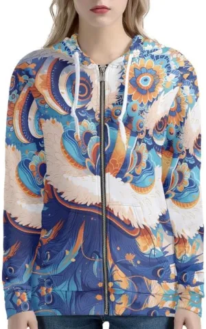 Irisjudy Butterfly Zip up Hoodies for Women, Skulls, Animal Texture Girls Sport Shell Jacket Hiking Outdoor Full Zip Tops