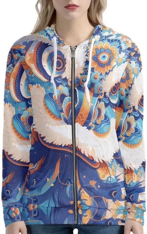 Irisjudy Butterfly Zip up Hoodies for Women, Skulls, Animal Texture Girls Sport Shell Jacket Hiking Outdoor Full Zip Tops