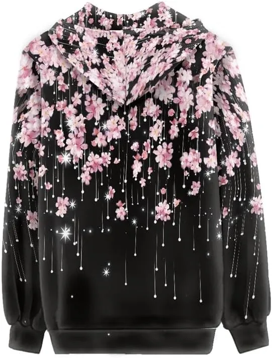Irisjudy Sunflowers Women Hoodies for Running,Hiking,Jogging, Butterfly,Galaxy Stars Print Zip up Sport Coat with Pocket