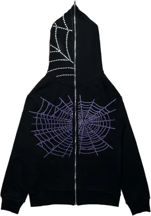iTranyee Women Y2k Grunge Zipper Hoodies Halloween Goth Oversized Hooded Sweatshirt Punk Vintage Jacket Outwear