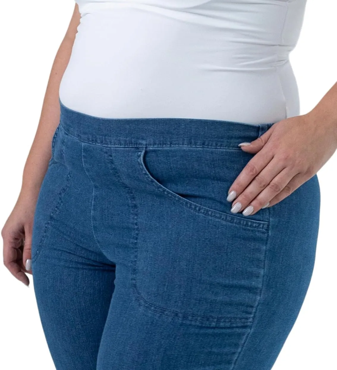 Just My Size Stretch Jeans for Women Plus Size, Elastic Waist Pull-On Pant