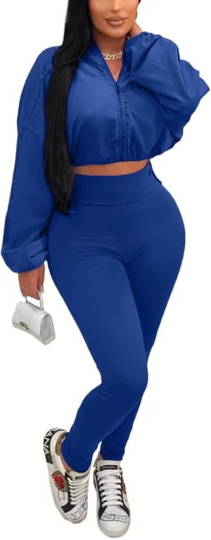 KANSOON Track Suits for Women Set 2 Piece Workout Sets Long Sleeve Crop Jacket Yoga Leggings Sweatsuits Jogging Suits