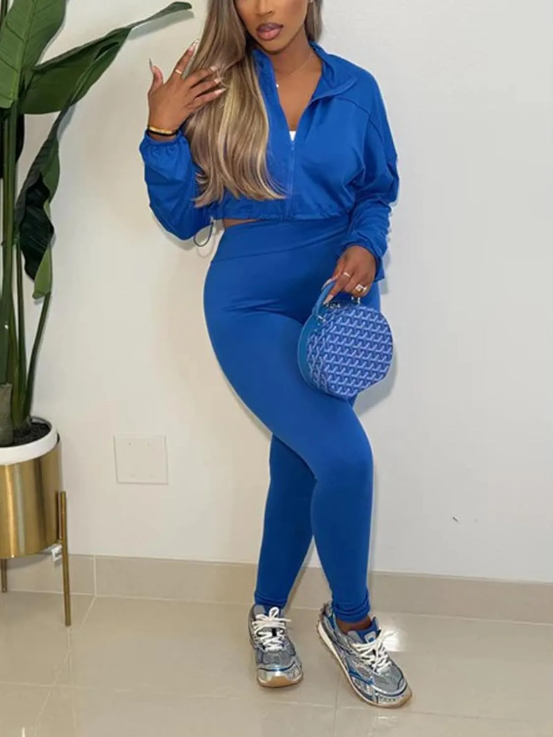 KANSOON Track Suits for Women Set 2 Piece Workout Sets Long Sleeve Crop Jacket Yoga Leggings Sweatsuits Jogging Suits