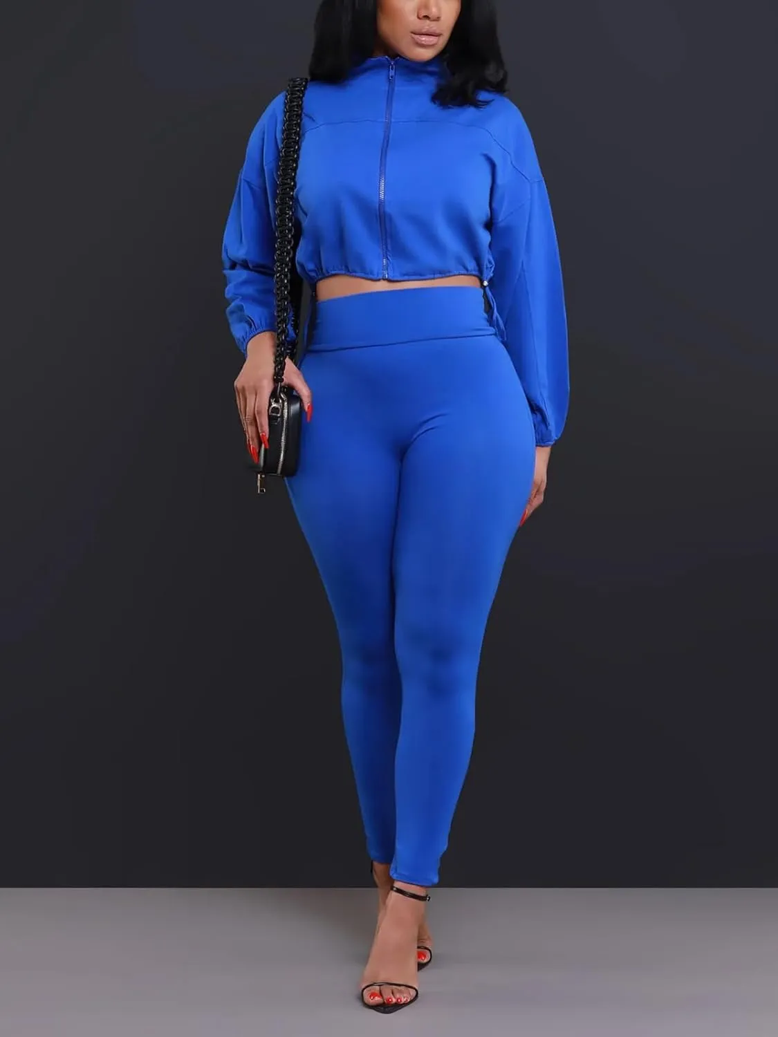 KANSOON Track Suits for Women Set 2 Piece Workout Sets Long Sleeve Crop Jacket Yoga Leggings Sweatsuits Jogging Suits