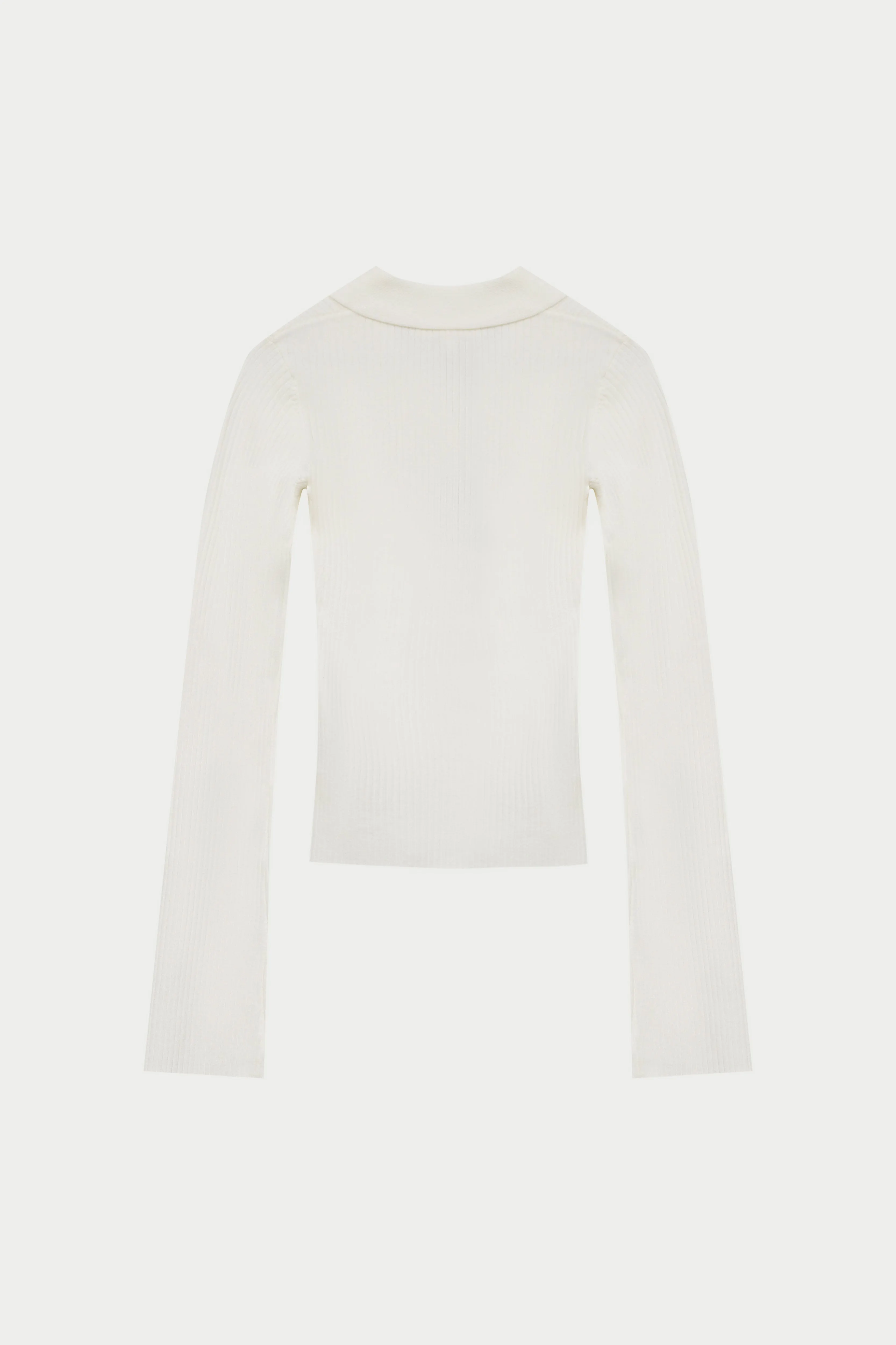 KNITTED RIBBED BUTTON THROUGH TOP - OFF WHITE