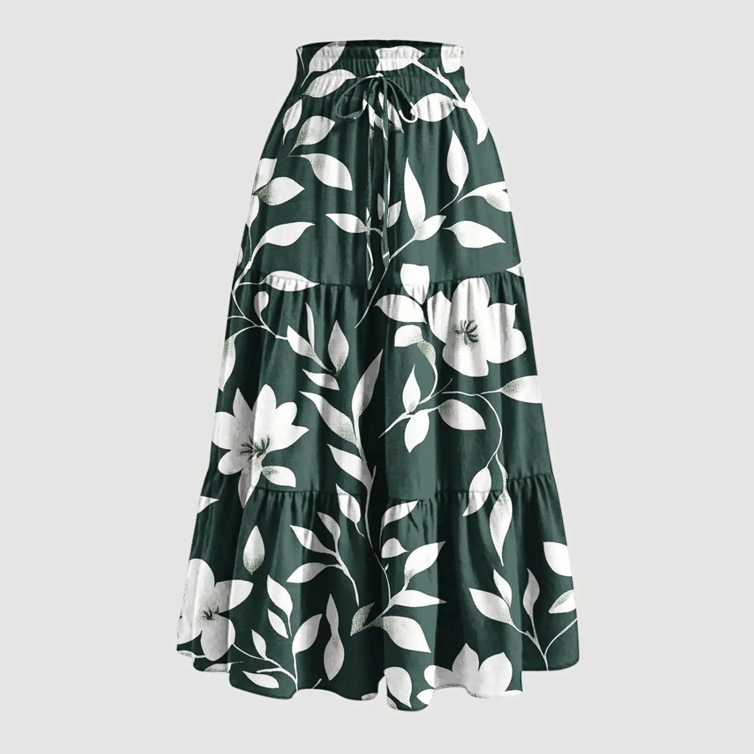 Maxi Skirts for Women Long Tiered A-Line Skirt 2025 Fashion Drawstring High Waist Ankle Length Summer Beach Clothes