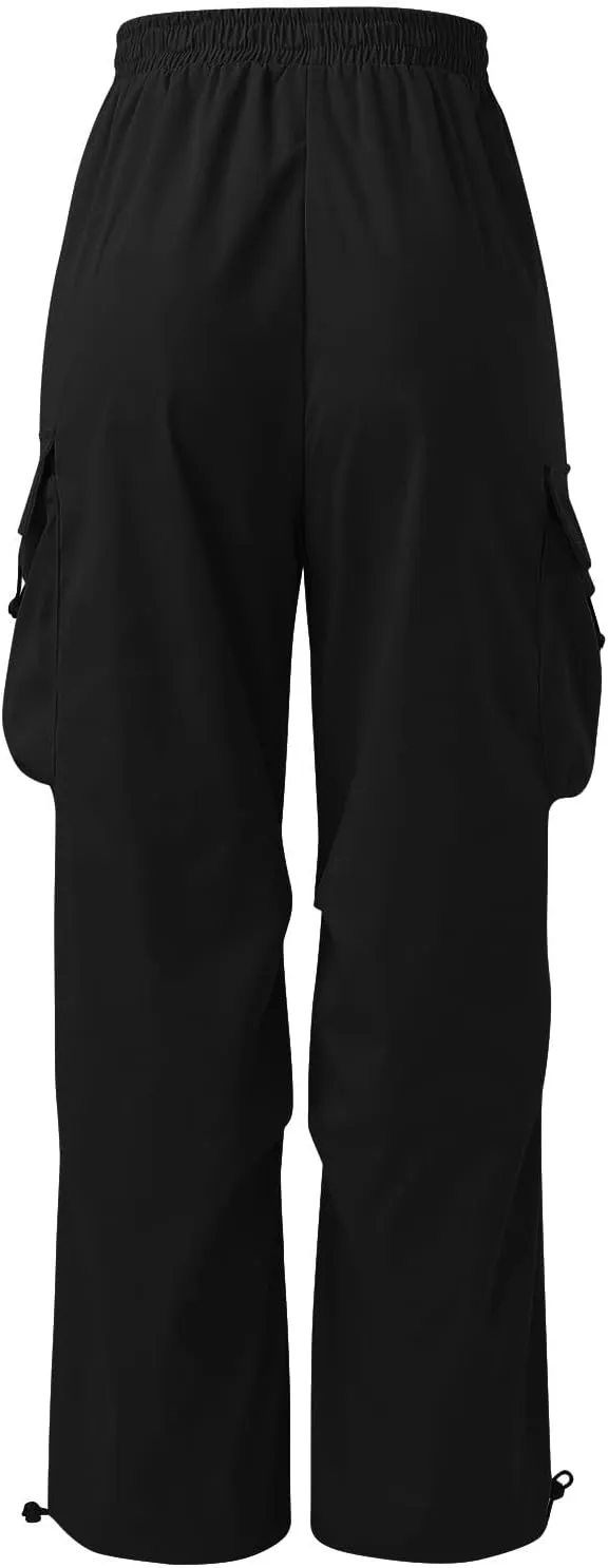 Men's Baggy Cargo Pants Drawstring Casual Y2K Parachute Pants Loose Fit Harem Joggers with Pockets