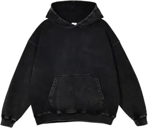 Mens Hoodies Pullover Vintage Hooded Sweatshirt Washed Hoodie Oversized Heavyweight Streetwear Cotton Sweatshirt