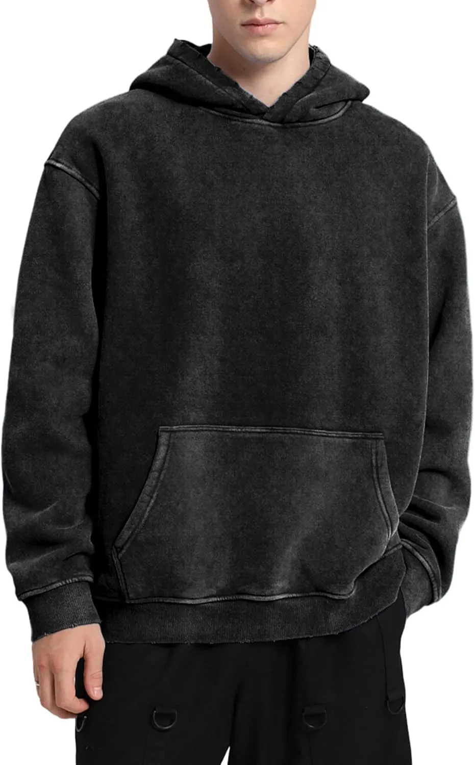Mens Hoodies Pullover Vintage Hooded Sweatshirt Washed Hoodie Oversized Heavyweight Streetwear Cotton Sweatshirt