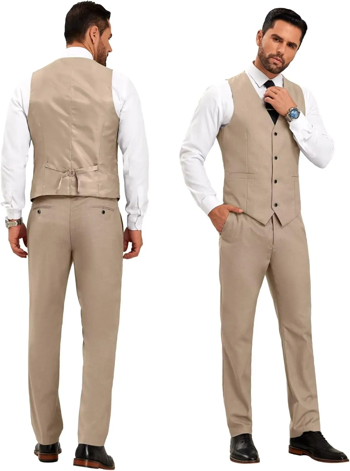 Mens Suit Slim Fit 3 Pieces Suit 1 Button Shawl Lapel Men Suit Blazer Jacket Vest Pants Bow Tie Pocket Square Brooch