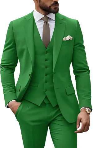 Mens Suits 3 Piece Slim Fit Outfits Two Button Prom Tuxedo Suit Set for Wedding Formal Men Suit