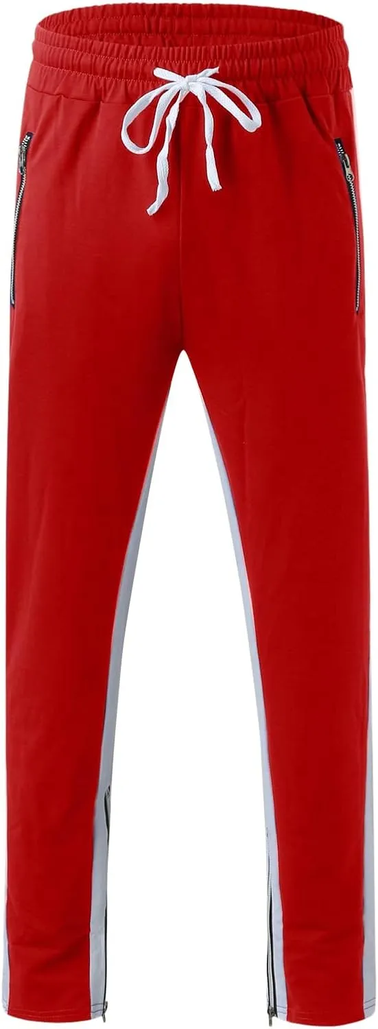 Mens Sweatpants Joggers Pants Man with Pockets Men's Cotton Sweatpants with Cargo Pockets Open Bottom Yoga Pants for