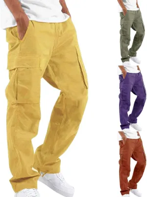 Mens Sweatpants with Pockets Big and Tall Trousers Heavyweight Fleece Cargo Sweatpants for Men Elastic Waist Drawstring