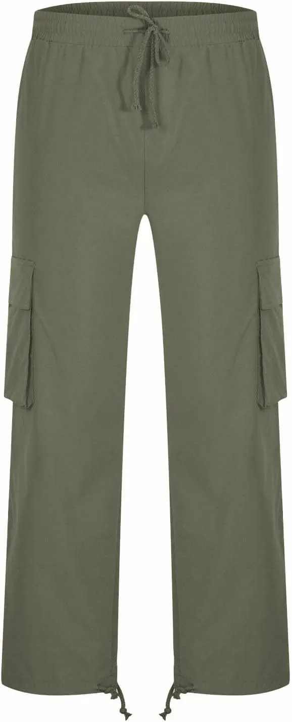 Mens Sweatpants with Pockets Big and Tall Trousers Heavyweight Fleece Cargo Sweatpants for Men Elastic Waist Drawstring
