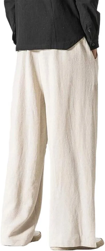 Men's Vintage Cotton Blends Linen Wide Leg Jogging Harem Pants