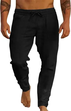 Mens Workout Cargo Sweatpants Men's Personality Casual Drawstring Multi Pocket Sweatpants Lounge Loose Workout Jogger
