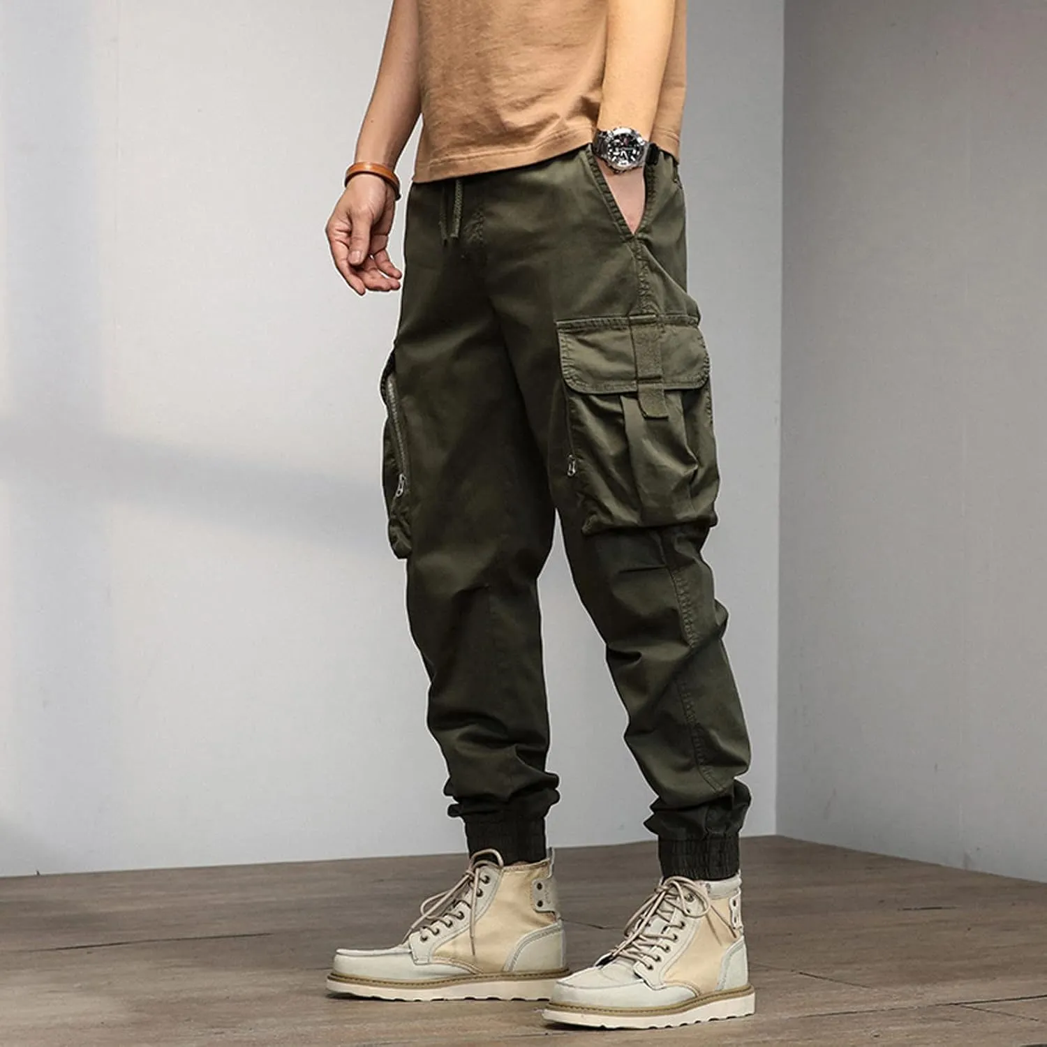 Mens Workout Cargo Sweatpants Pockets Open Bottom Yoga Pants for Men Lounge Pants for Athletic Workout Casual Men's