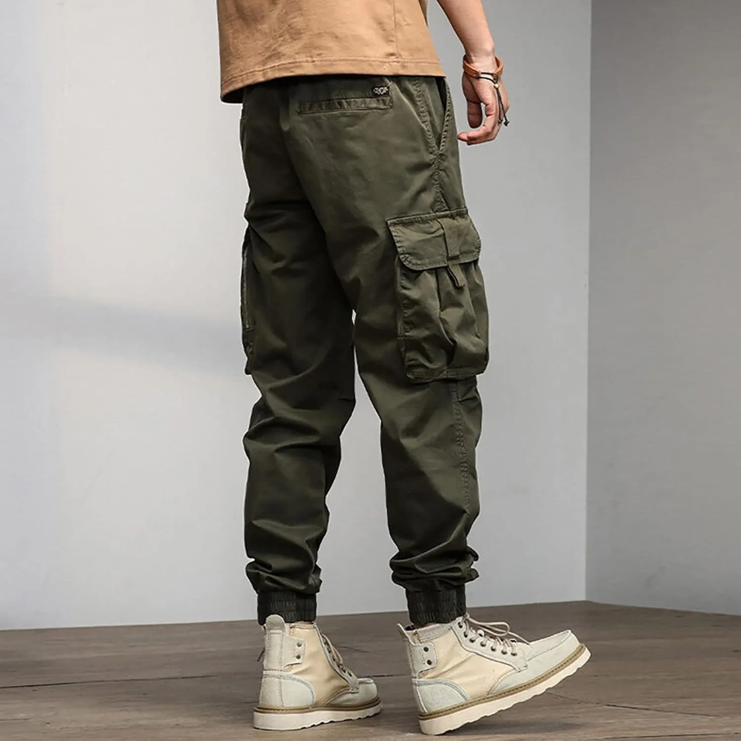 Mens Workout Cargo Sweatpants Pockets Open Bottom Yoga Pants for Men Lounge Pants for Athletic Workout Casual Men's