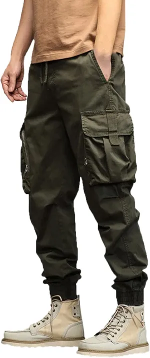 Mens Workout Cargo Sweatpants Pockets Open Bottom Yoga Pants for Men Lounge Pants for Athletic Workout Casual Men's