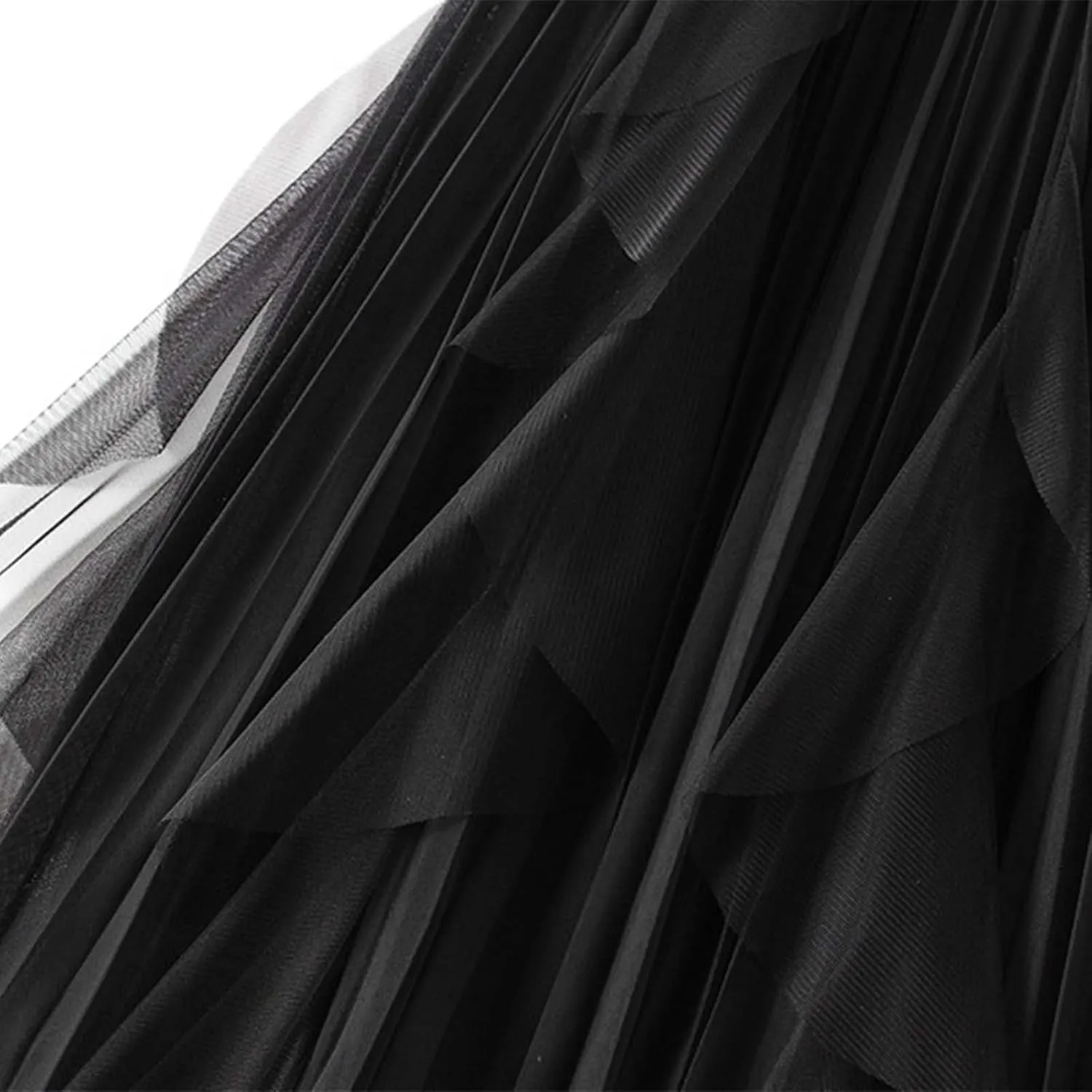 Midi Skirts for Women High Waisted Flounce Hem Sheer Mesh Overlay A-Line Flowy Skirt Tiered Ruffle Spring 2025