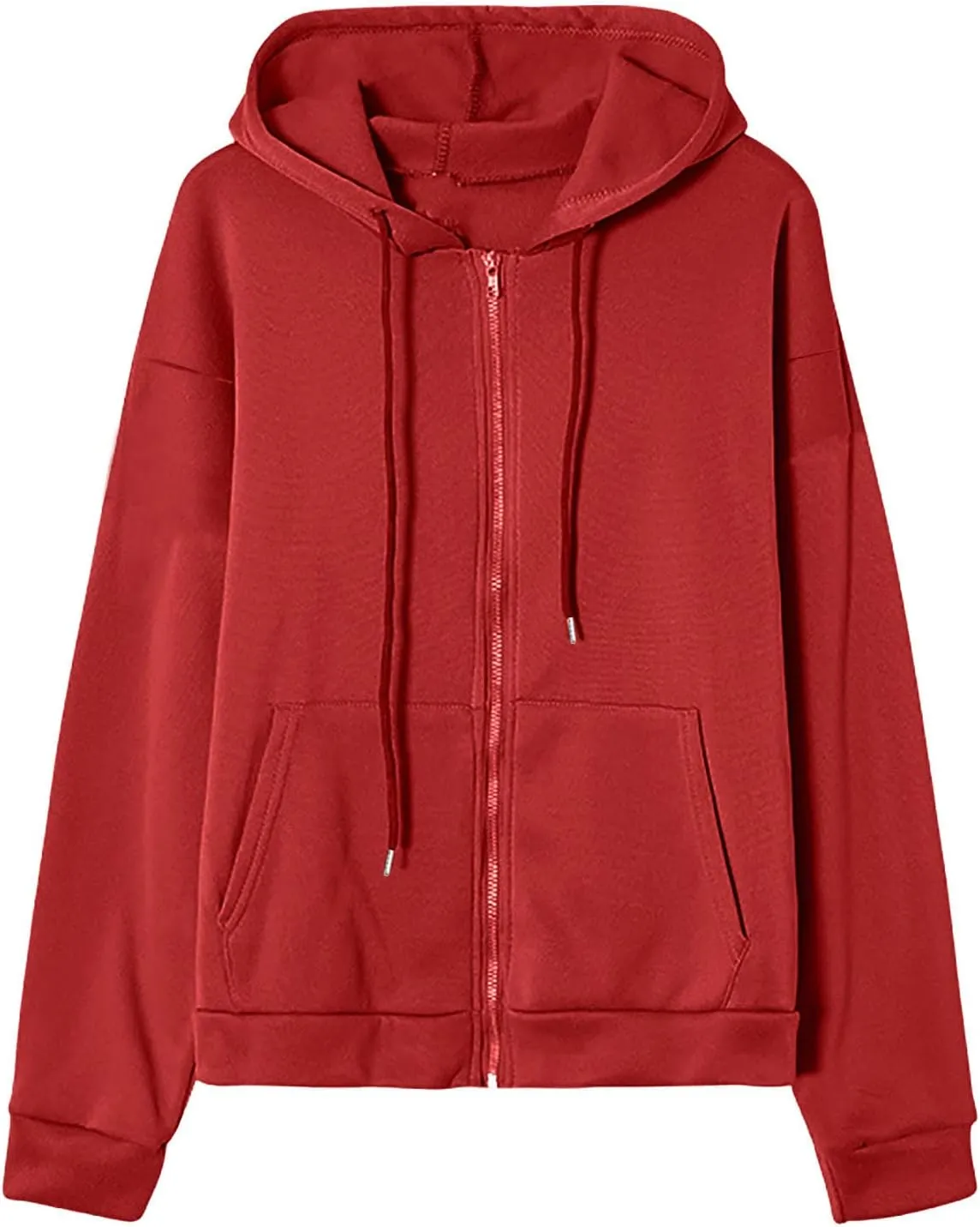 oiangi Hoodies for Women Teen Girls Fall Long Sleeve Jacket Cute Drawstring Zip up Hoodie Oversized Y2k Sweatshirts Pockets