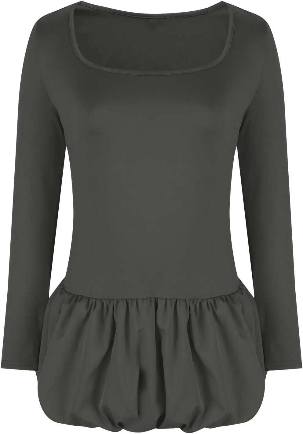 Oplxuo Women's Sexy Bubble Mini Dress Low Cut Square Neck Long Sleeve A-Line Ruffle Color Block Short Going Out Party Dresses