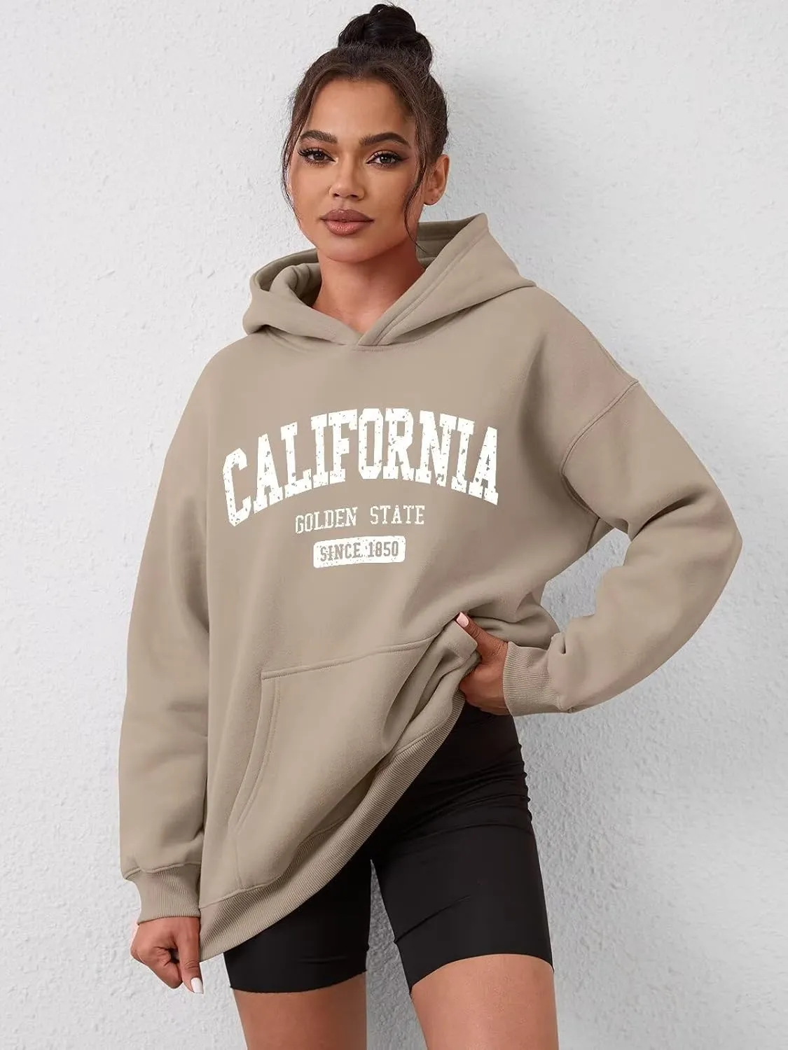 ORANDESIGNE Womens Oversized Letter Print Hoodies Graphic Fleece Sweatshirts Long Sleeve Pullover with Pocket 2025