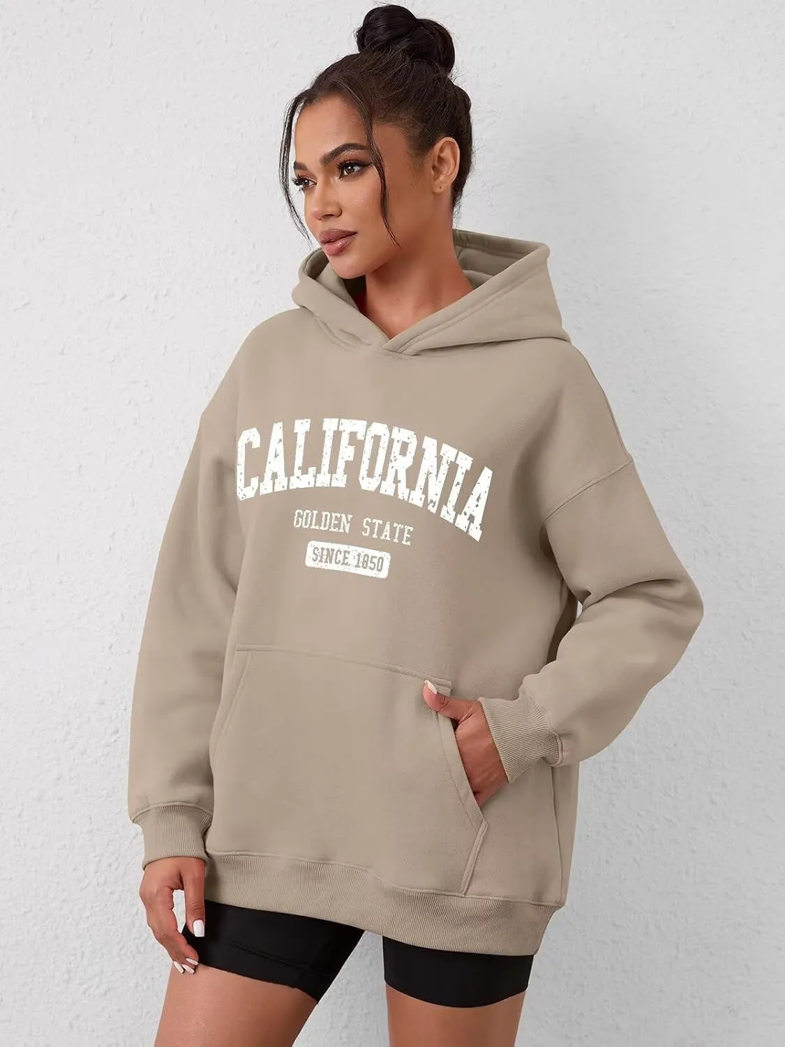 ORANDESIGNE Womens Oversized Letter Print Hoodies Graphic Fleece Sweatshirts Long Sleeve Pullover with Pocket 2025