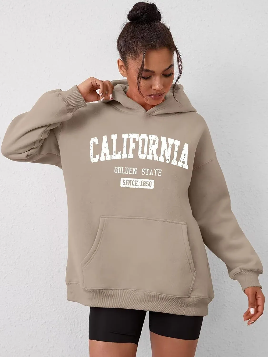 ORANDESIGNE Womens Oversized Letter Print Hoodies Graphic Fleece Sweatshirts Long Sleeve Pullover with Pocket 2025