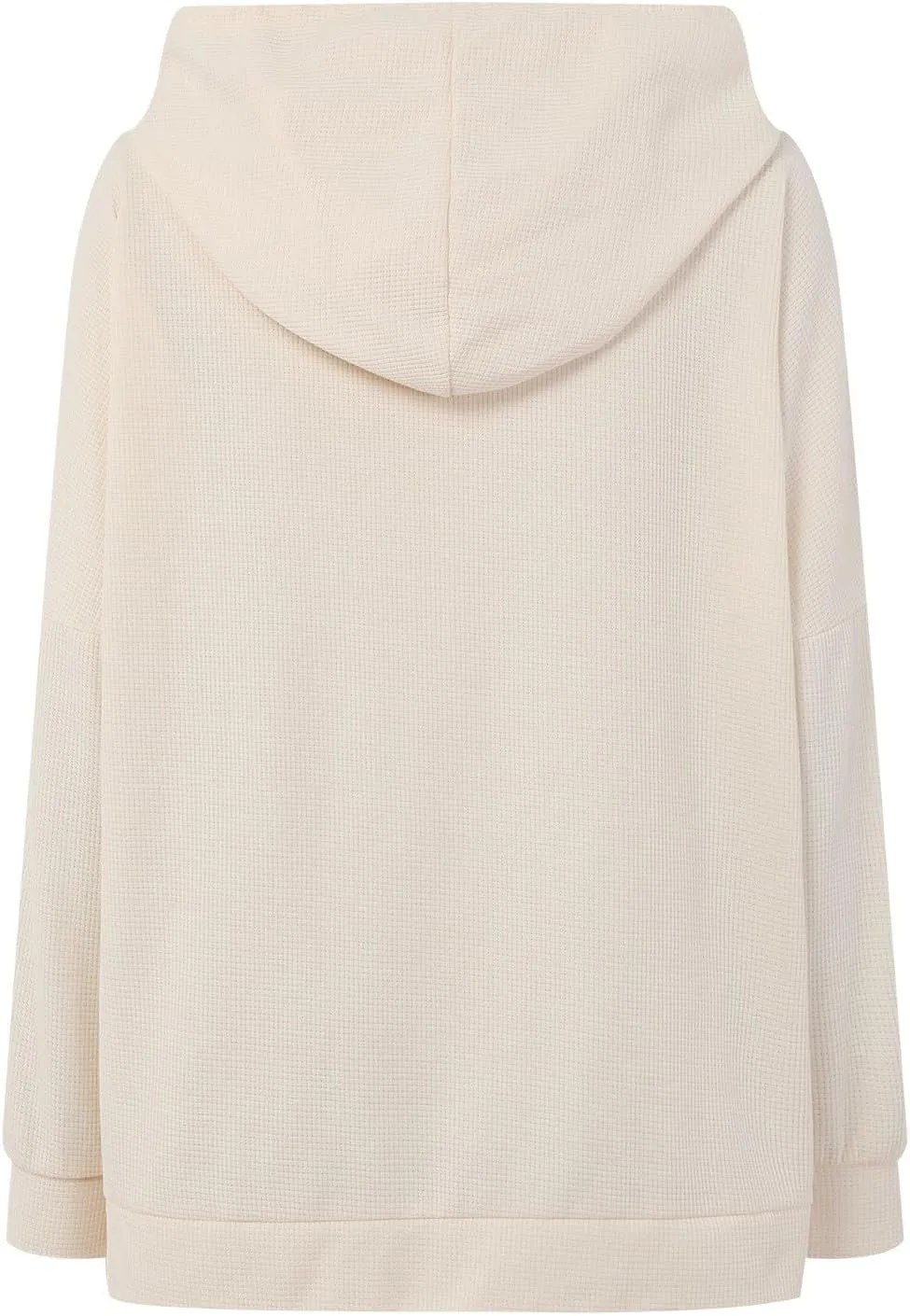 Oversized Hoodies for Women Waffle Knit Casual Long Sleeve Drawstring Side Slit Pullover Sweatshirt with Pocket