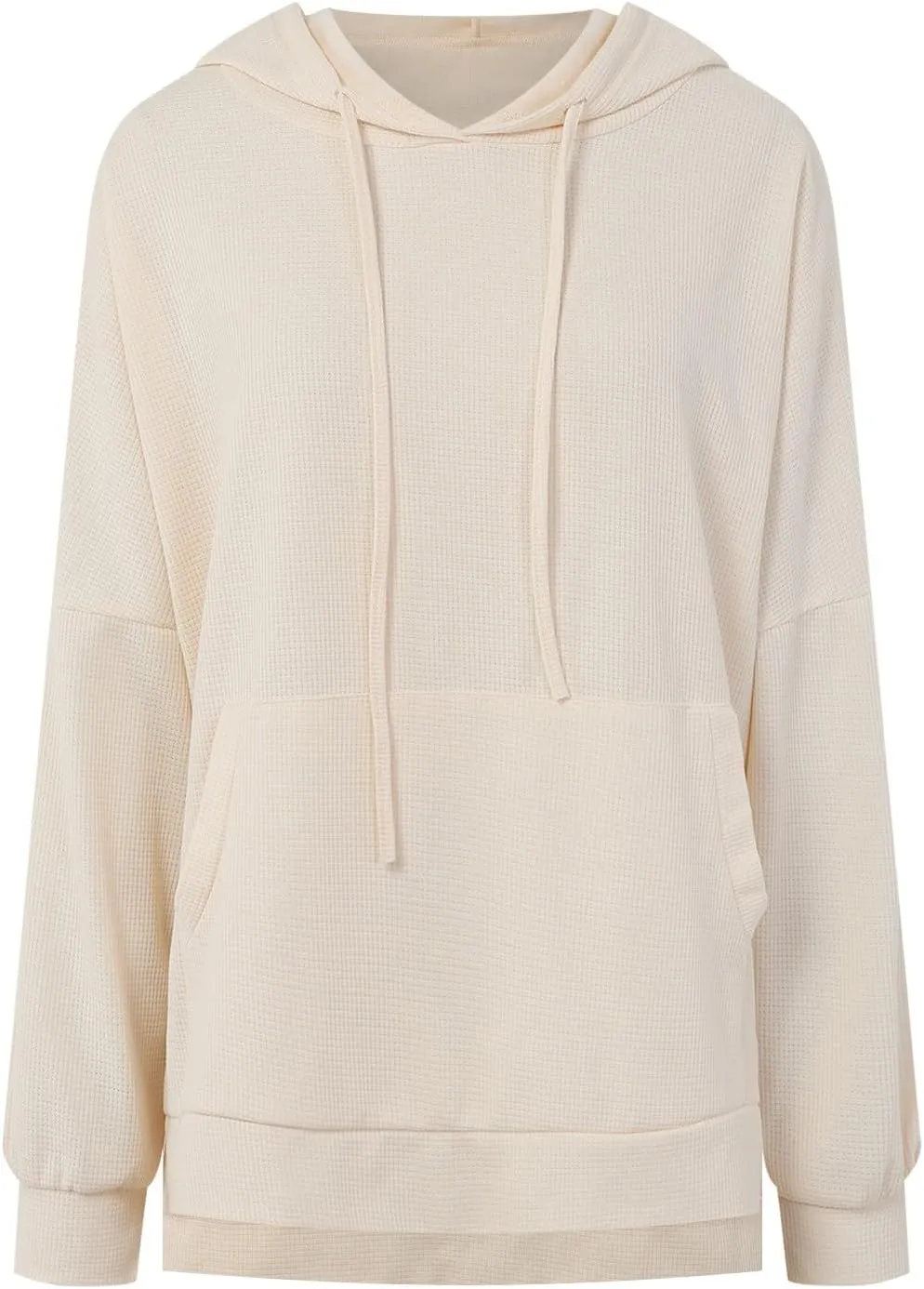 Oversized Hoodies for Women Waffle Knit Casual Long Sleeve Drawstring Side Slit Pullover Sweatshirt with Pocket