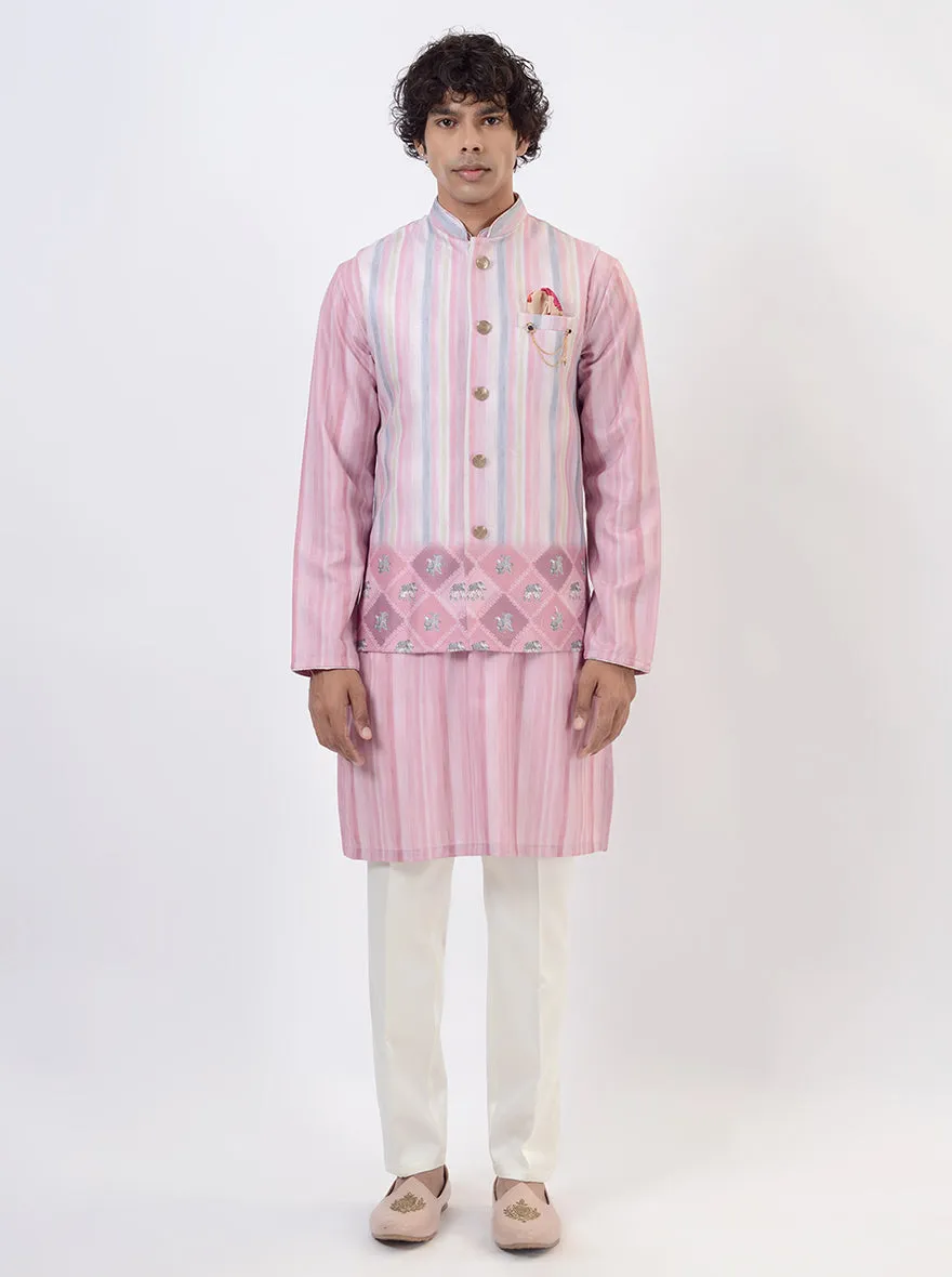Pink Kurta Set with Koti | Azania