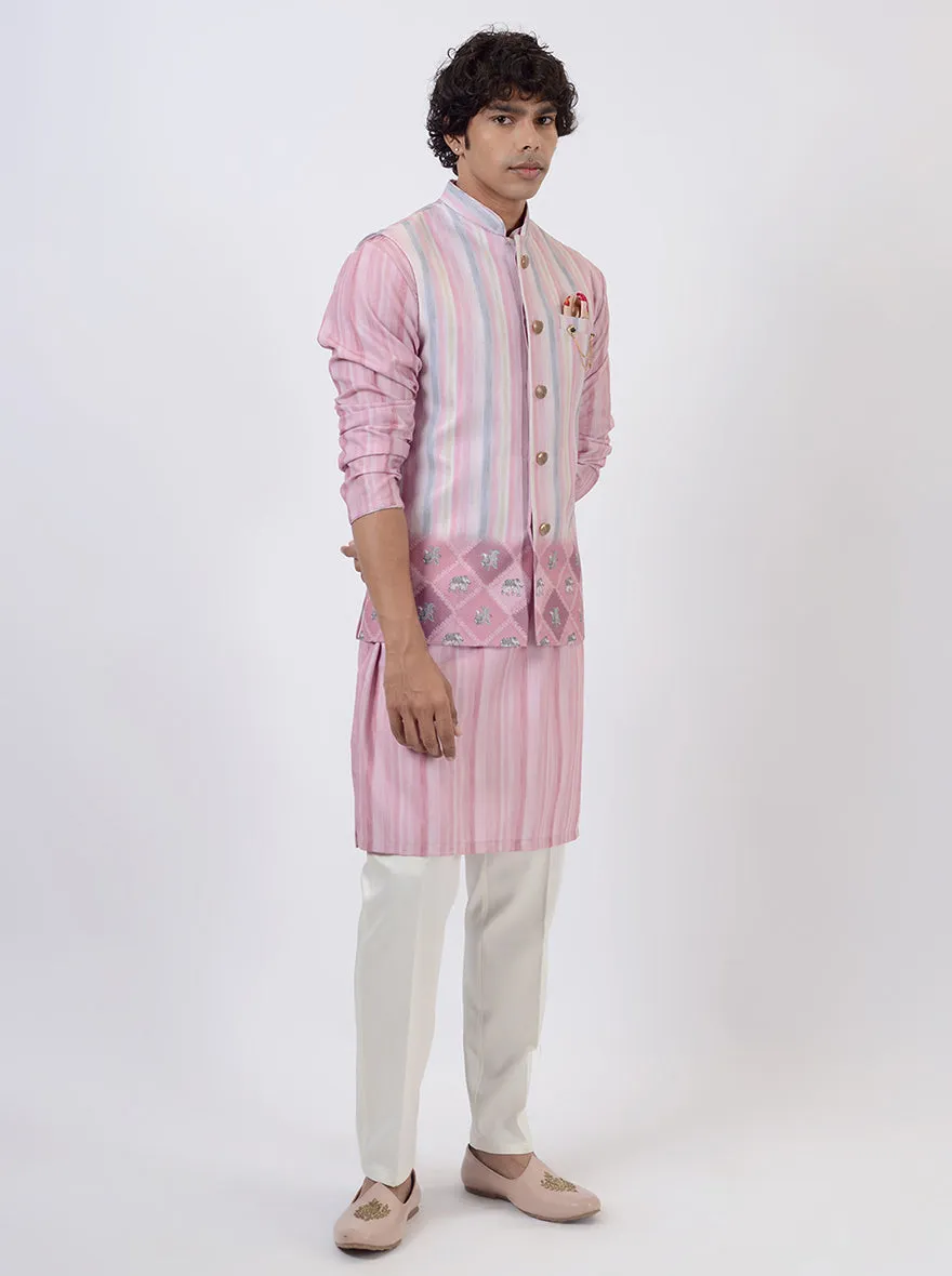 Pink Kurta Set with Koti | Azania