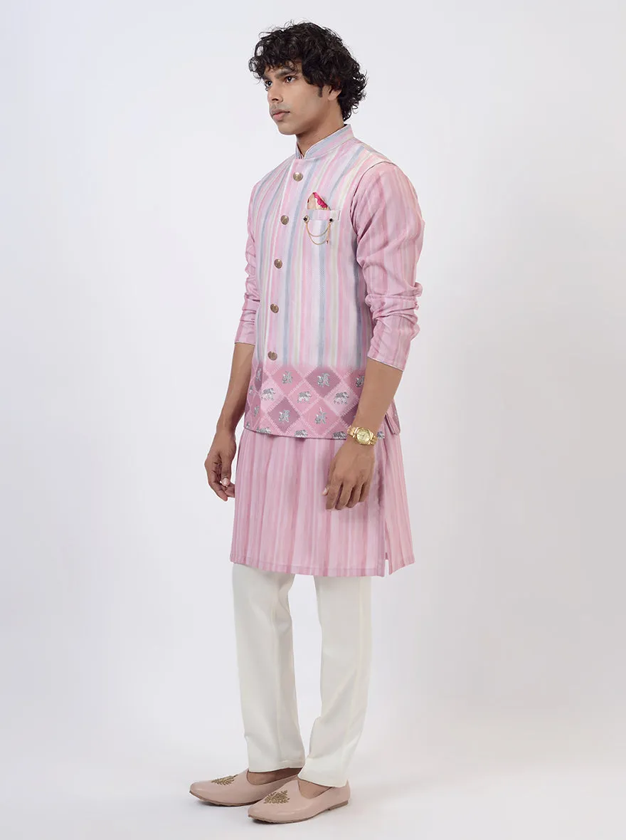 Pink Kurta Set with Koti | Azania