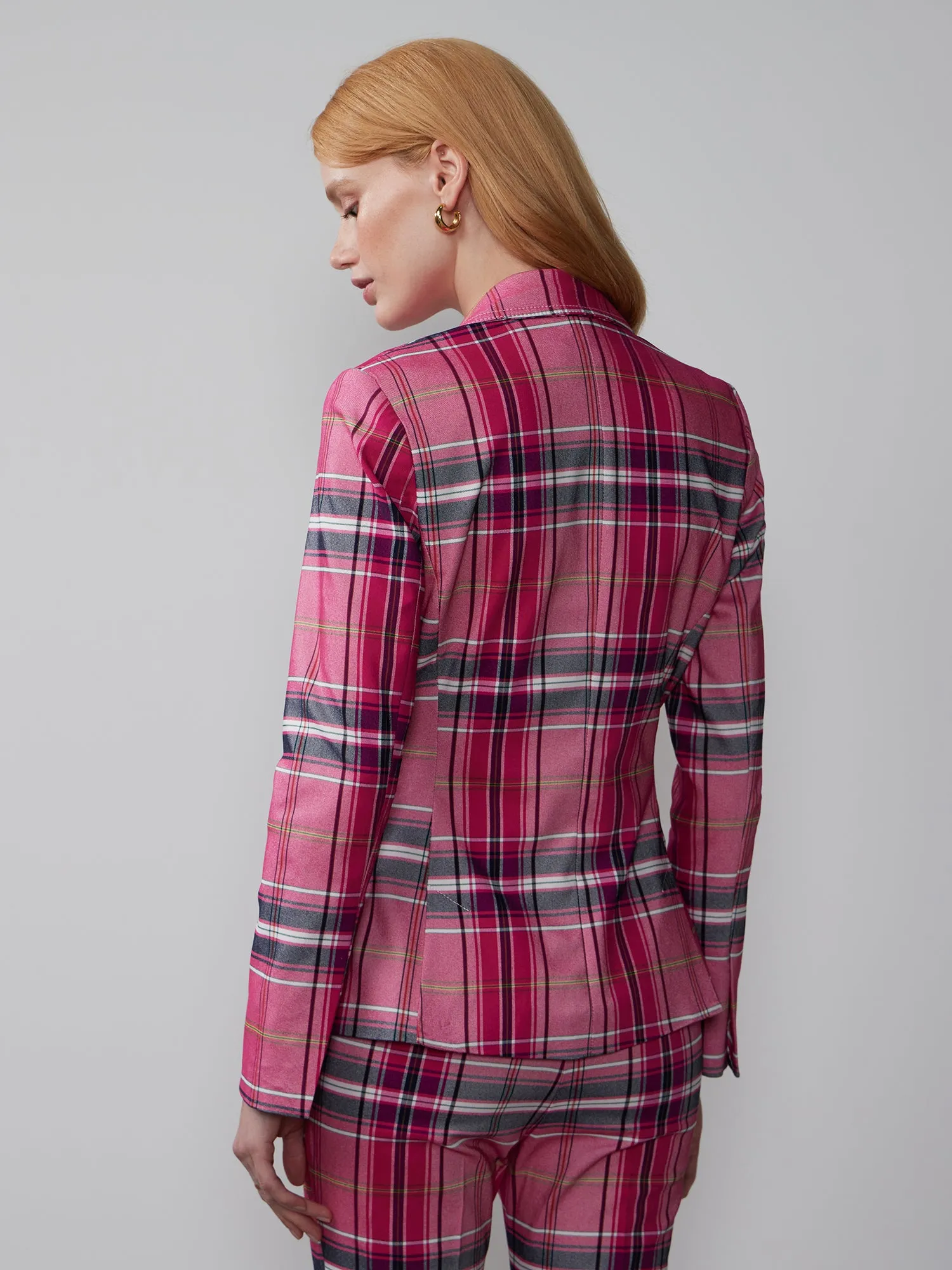 Plaid One Button Blazer