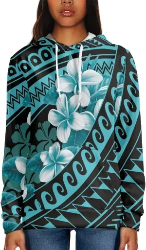 Polynesian Tribal Clothing Samoan Fijian Tapa Floral Print Hoodies Custom Women's Hoodies Sweatshirt for Women