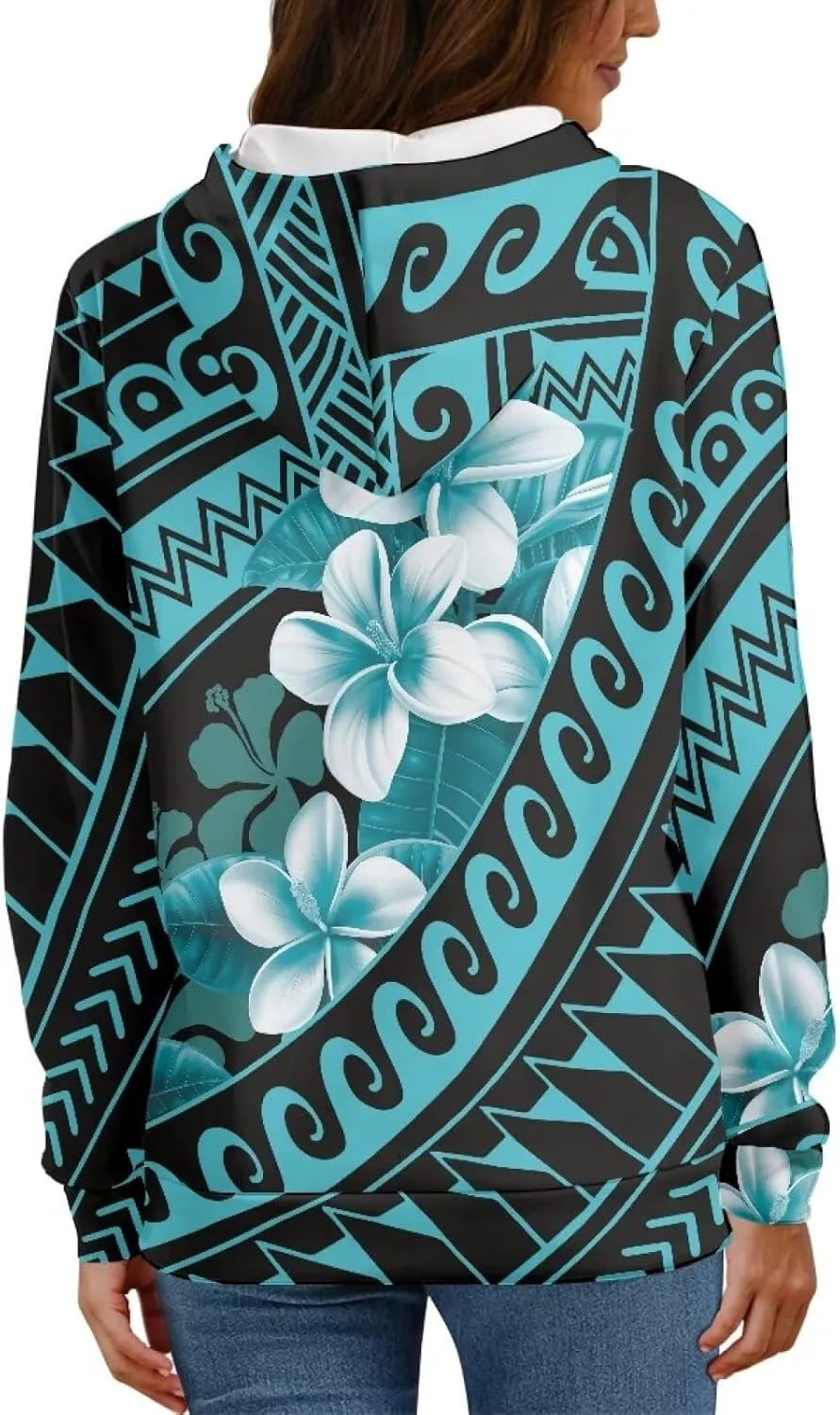 Polynesian Tribal Clothing Samoan Fijian Tapa Floral Print Hoodies Custom Women's Hoodies Sweatshirt for Women
