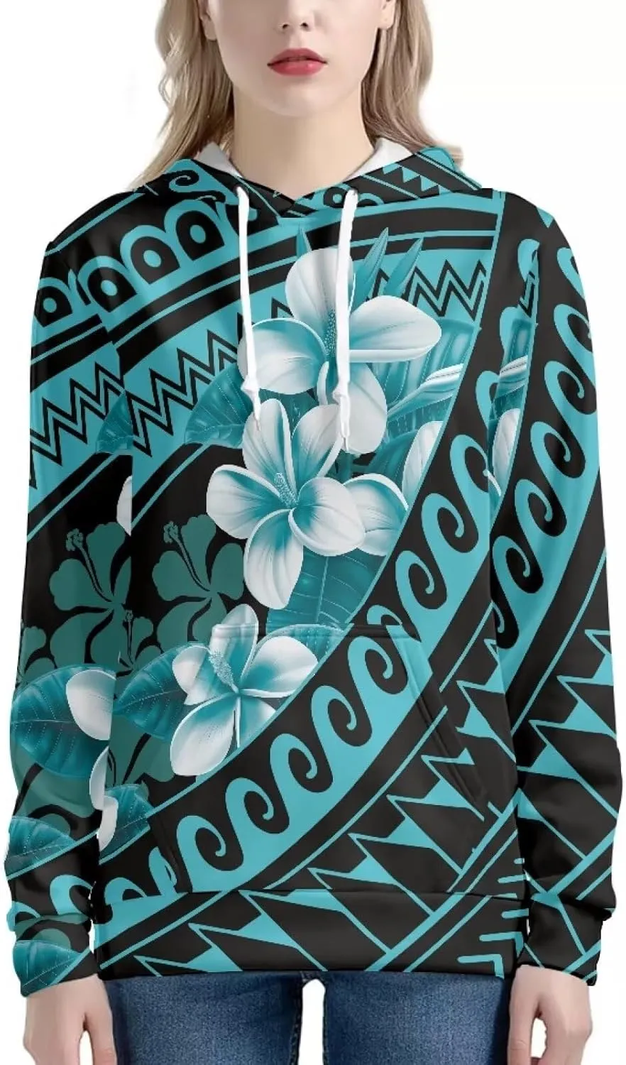 Polynesian Tribal Clothing Samoan Fijian Tapa Floral Print Hoodies Custom Women's Hoodies Sweatshirt for Women