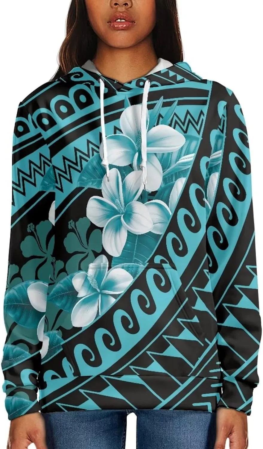 Polynesian Tribal Clothing Samoan Fijian Tapa Floral Print Hoodies Custom Women's Hoodies Sweatshirt for Women