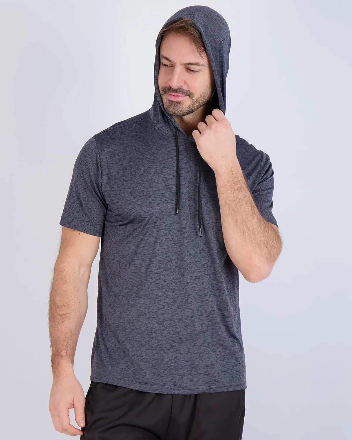 Real Essentials 3 Pack: Men's Dry Fit Short Sleeve Active Athletic Hoodie Pullover Sweatshirt (Available in Big & Tall)