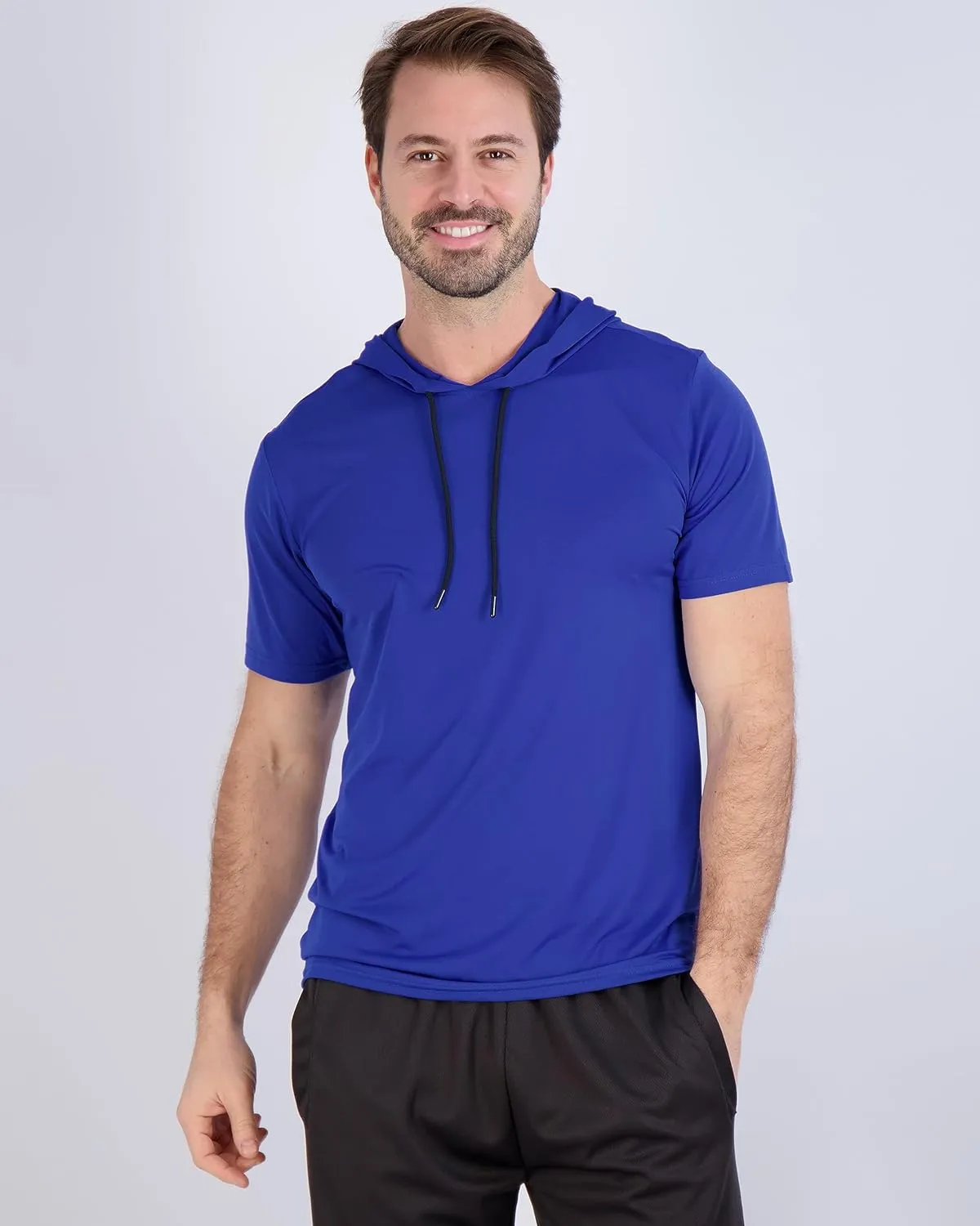 Real Essentials 3 Pack: Men's Dry Fit Short Sleeve Active Athletic Hoodie Pullover Sweatshirt (Available in Big & Tall)