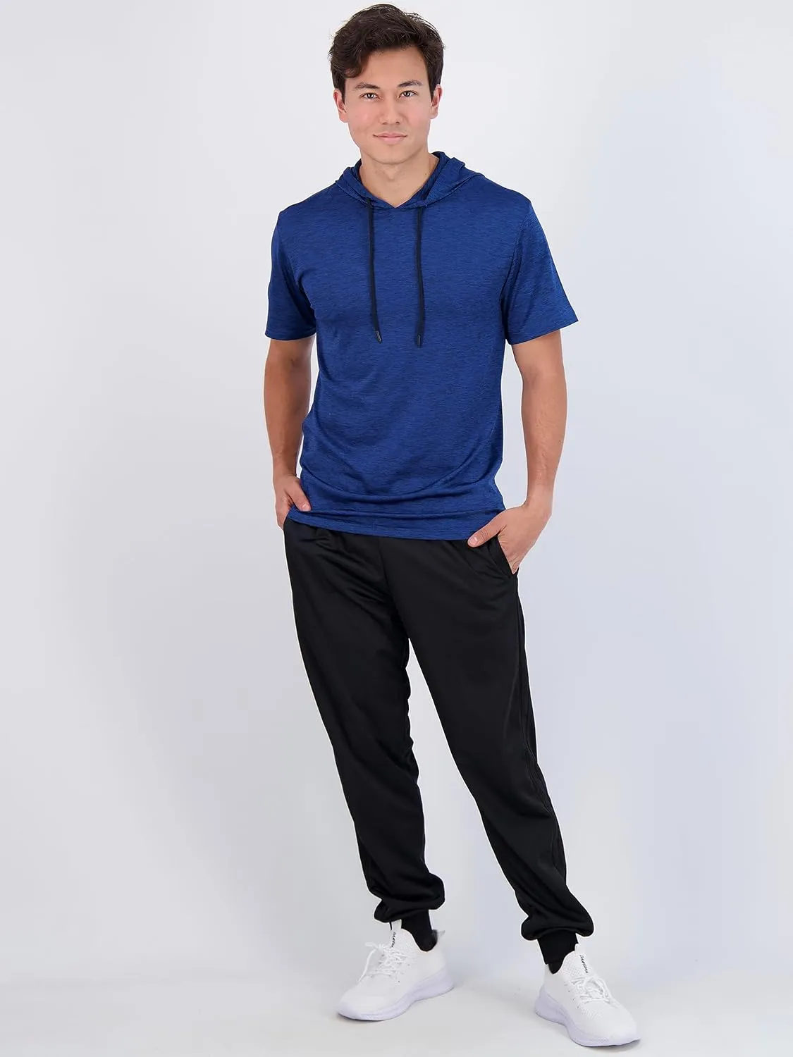 Real Essentials 3 Pack: Men's Dry Fit Short Sleeve Active Athletic Hoodie Pullover Sweatshirt (Available in Big & Tall)