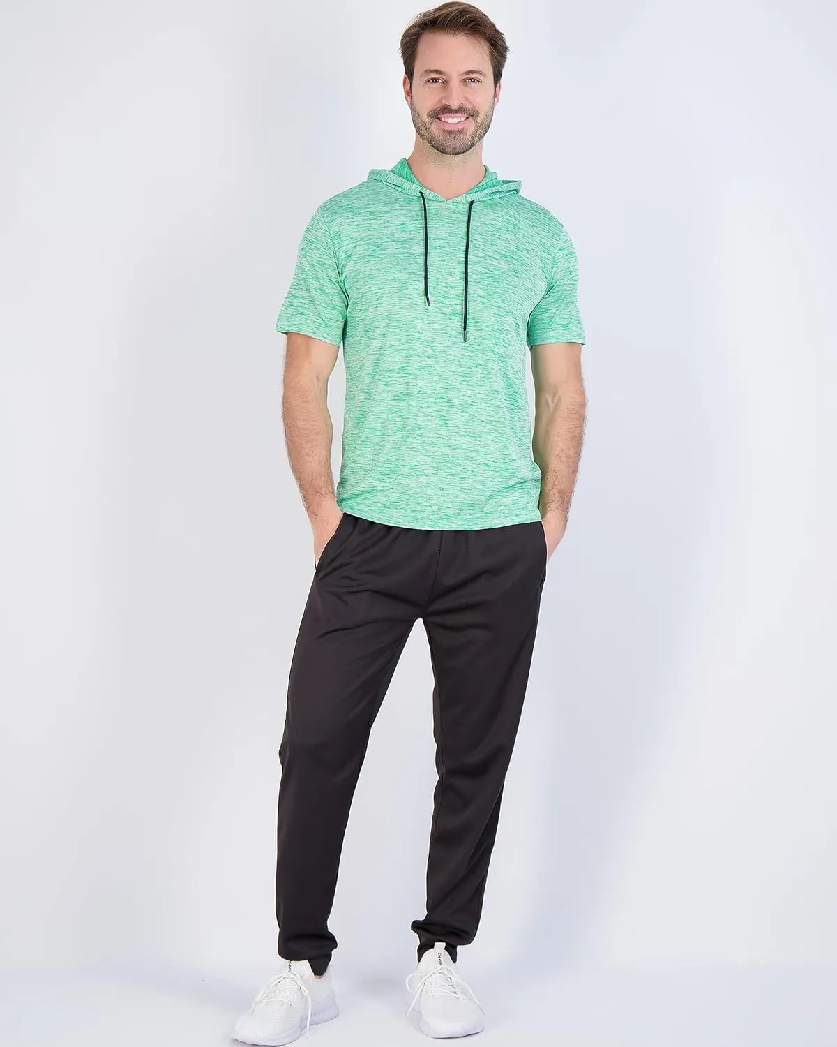 Real Essentials 3 Pack: Men's Dry Fit Short Sleeve Active Athletic Hoodie Pullover Sweatshirt (Available in Big & Tall)