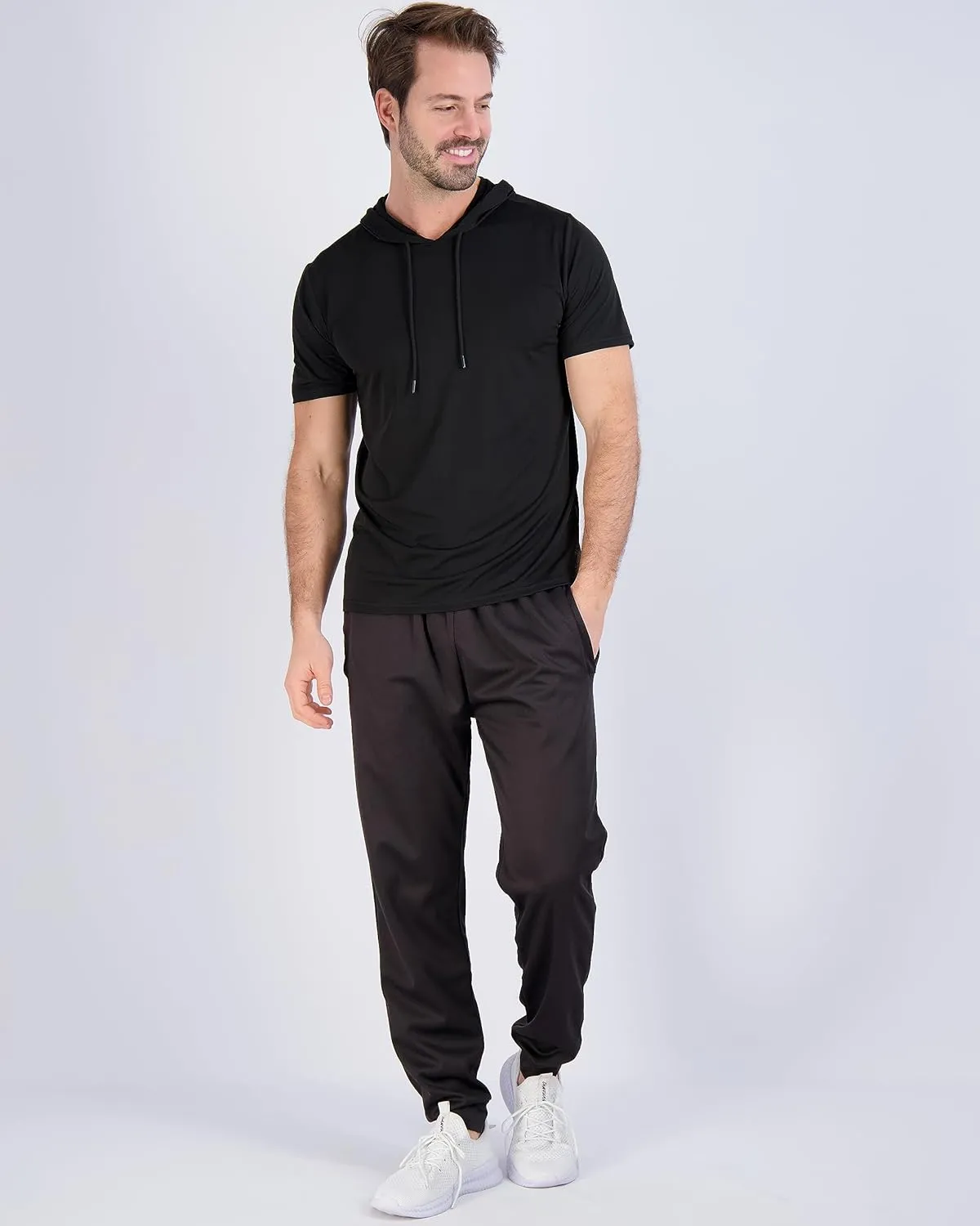 Real Essentials 3 Pack: Men's Dry Fit Short Sleeve Active Athletic Hoodie Pullover Sweatshirt (Available in Big & Tall)